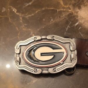 Georgia Bulldogs Logo Belt Buckle With 41in Leather Belt